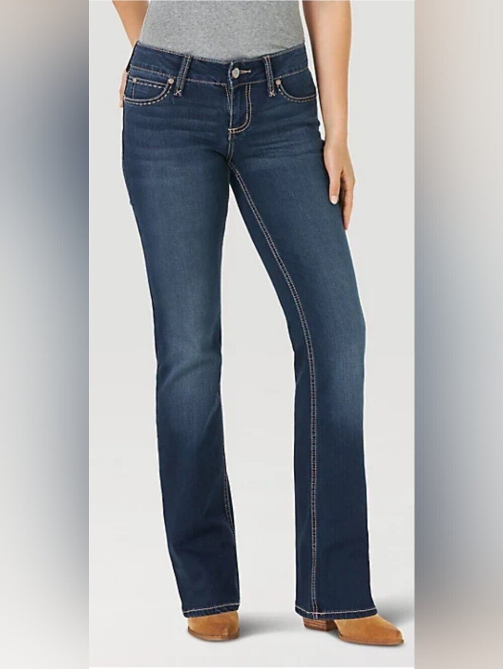Wrangler Retro Mae Mid-rise Womens Dark Wash Boot Cut Jeans Size 9/10 X 36